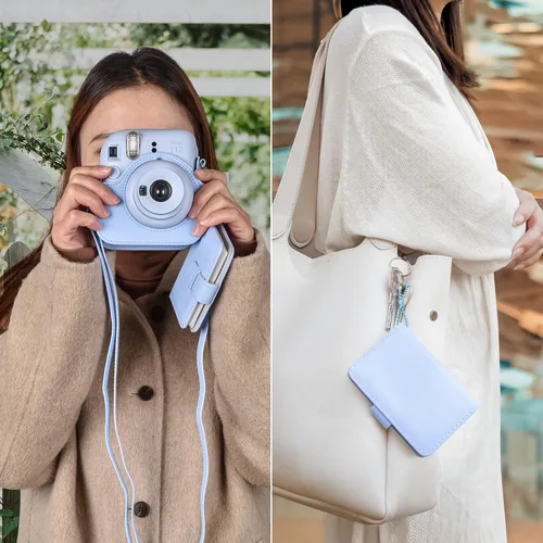 Vista 3 de Fuji Mini 12 - Funda para cámara y álbum de fotos, funda protectora de cuero compatible con cámara instantánea Instax Mini 12 con álbum de fotos