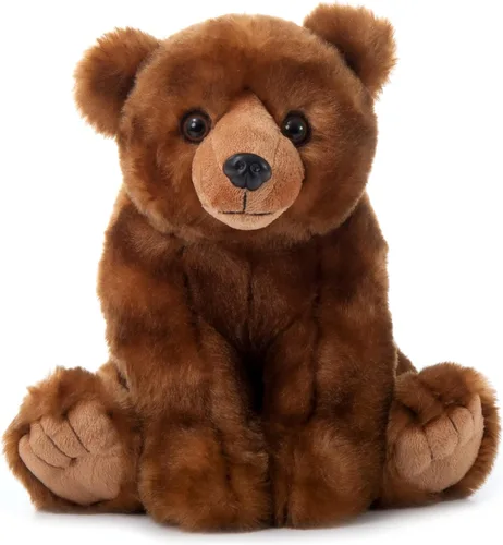 Vista 2 de The Petting Zoo Oso de peluche, regalos para niños, animales salvajes del zoológico Onez, juguete de peluche de oso marrón de 12 pulgadas