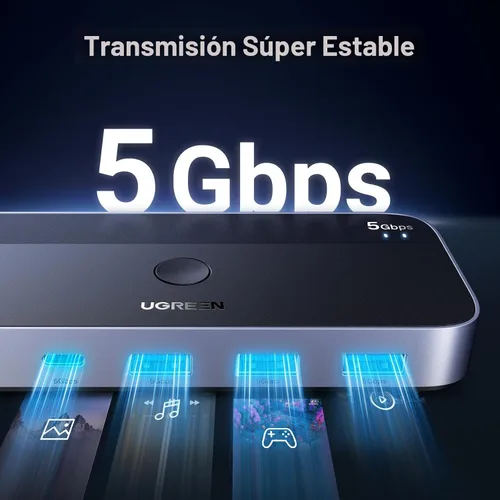Vista 9 de UGREEN Conmutador USB 3.0 2 computadoras que comparten dispositivos USB C y A, conmutador USB de 4 puertos para compartir teclado y mouse