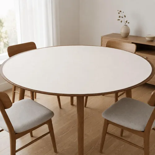 Vista 2 de Violet Linen Amplio patrón texturizado de vinilo acolchado de alta calidad, superficie de vinilo, respaldo de poliéster, crema, almohadillas de mesa