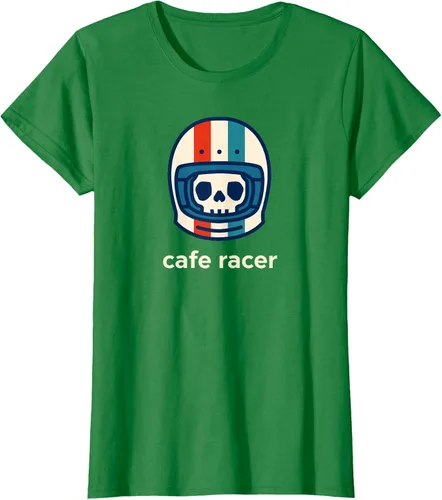 Vista 31 de Cafe Racer Moda Simple Casco Diseño Motocicleta Camiseta Negro