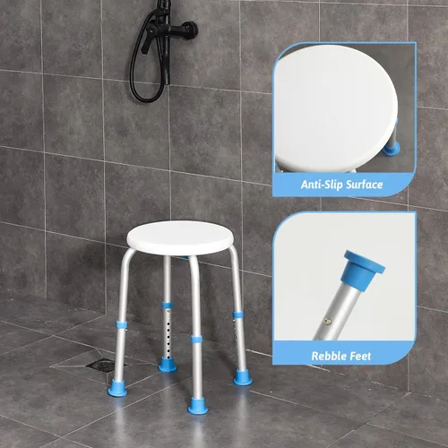 Vista 9 de SOUHEILO Silla de ducha ajustable para ducha interior, taburete de ducha redondo elegible para HSA/FSA para bañera interior, asiento de ducha sin