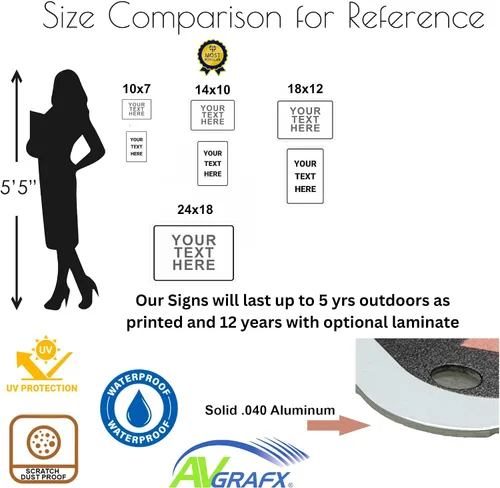 Vista 2 de Letreros personalizados de metal para exteriores para negocios en casa, oficina, puerta, porche, entrega, cueva de hombre, tienda, garaje, calle.