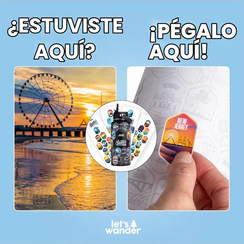 Vista 7 de LET'S WANDER Lets Wander 50 States - Botella de agua con calcomanías impermeables, acero inoxidable aislado a prueba de fugas de 32 onzas