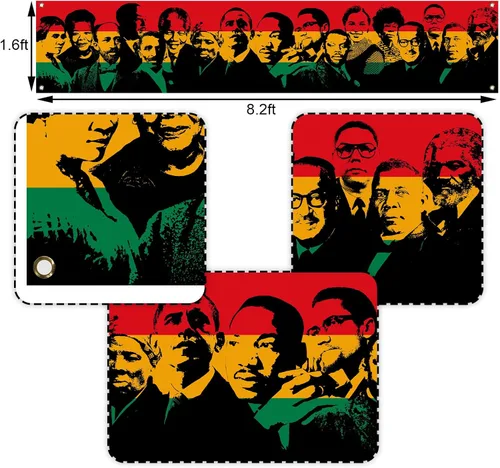 Vista 3 de Nepnuser Cartel de valla del mes de la historia negra Afroamericano National Holiday Party Decoración Famous People Home Garden Outdoor Hanging