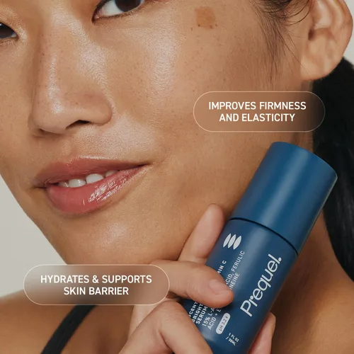 Vista 5 de Prequel Skin Lucent-C, suero de vitamina C para rostro. Ácido L-ascórbico facial profesional, fórmula de ácido ferúlico con niacinamida. Cuidado