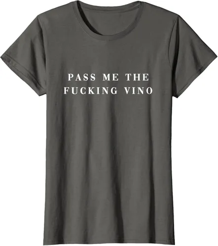 Vista 6 de Pásame el maldito Vino. Camiseta divertida con texto en inglés «Wine nice lettering AM PM Fun»