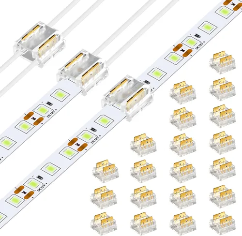 Vista 11 de RGBZONE 10 conectores de tira LED de 2 pines, 0.315 in de ancho, sin cables, sin cables, sin soldadura, conector rápido para tiras de luz LED de un
