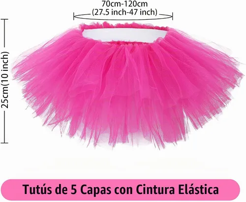 Vista 3 de American Trends Falda tutú de cintura elástica de 5 capas para mujer