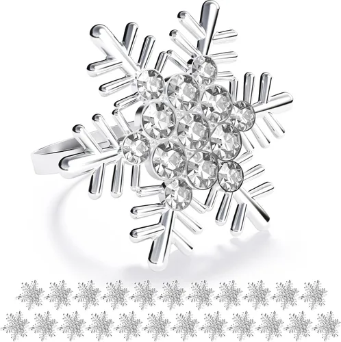 Vista 19 de ZeeDix Juego de 6 servilleteros de corona de Navidad, servilleteros de Navidad para servilletas de tela, servilleteros de Navidad para Acción