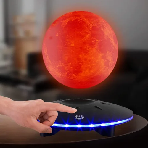 Vista 7 de Lámpara magnética flotante de luna, 16 colores, luz de luna, girando levitante, impresión 3D, luna, luces LED de noche, hogar, oficina, habitación