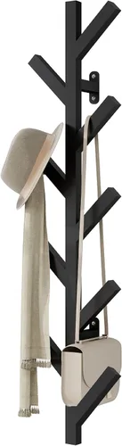 Vista 7 de Vlush Perchero de metal montado en la pared con 9 ganchos, moderno minimalista y vertical para colgar ropa, sombreros, bolsas colgantes y bufandas