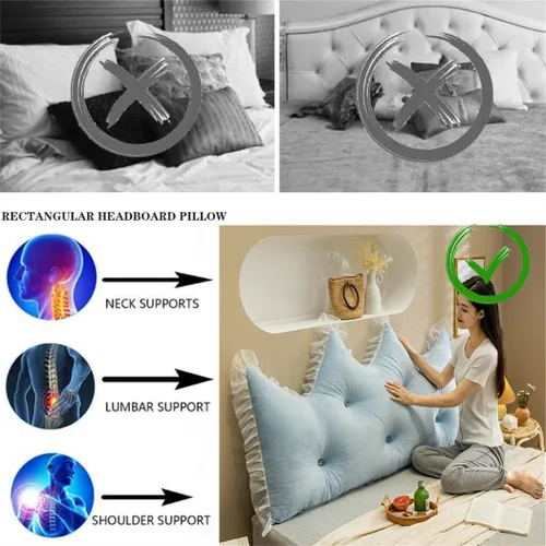 Vista 4 de Almohadas de lectura grandes para respaldo de cama, cojín de respaldo lumbar de cuña, almohada de descanso de color sólido, almohada de cabecera
