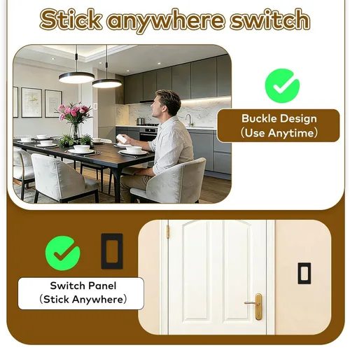 Vista 3 de Remote Switch Outlet,NineLeaf Remote Control Outlet Plug with Switch Wireless On/Off Light Switches Wall Mounted,15A/1500W LED,TUV List,No Wiring