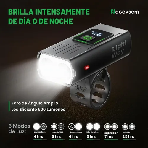 Vista 3 de Bike Lights Front and Back for Night Riding, Rechargeable Bicycle Light Set