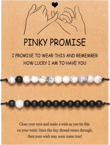 Vista 7 de UNGENT THEM Pinky Promise - Pulsera a juego para parejas, alma gemela, hombre, relación a distancia, regalos para mujeres, hombres, él, ella