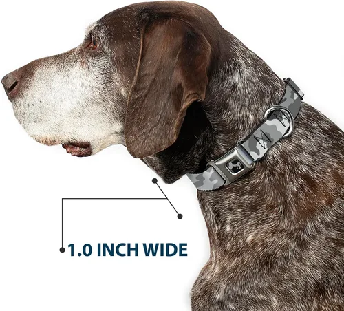 Vista 6 de Buckle-Down Collar de perro con hebilla de cinturón de seguridad, camuflaje blanco, 1.5 pulgadas de ancho, se adapta a cuello de 13-18 pulgadas