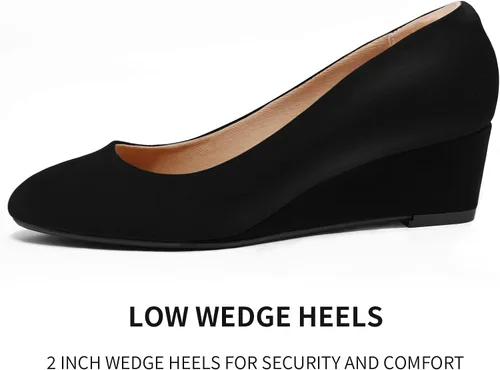 Vista 3 de mysoft Women's Wedge Pumps Closed Toe Low Heel Dress Shoes