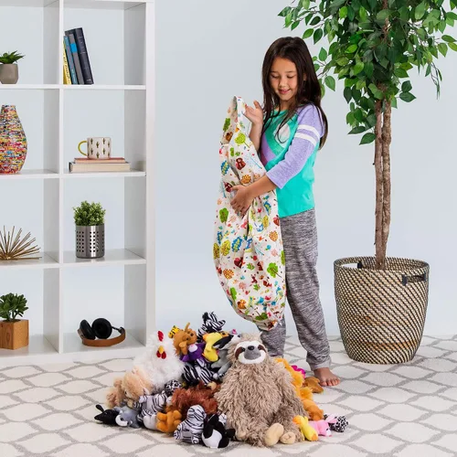 Vista 5 de Posh Creations Funda de puf para niños con almacenamiento para animales de peluche - Organizador de juguetes para niños, Mediano 68.58 cm - Lona
