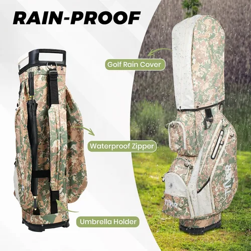 Vista 5 de TIVOR 2026 Golf Cart Bag with 15-Way Full-Length Divider Top, 12 Pockets, Premium Silent Golf Cart Bag with Rain Hood for Men，Fits Jumbo Grips