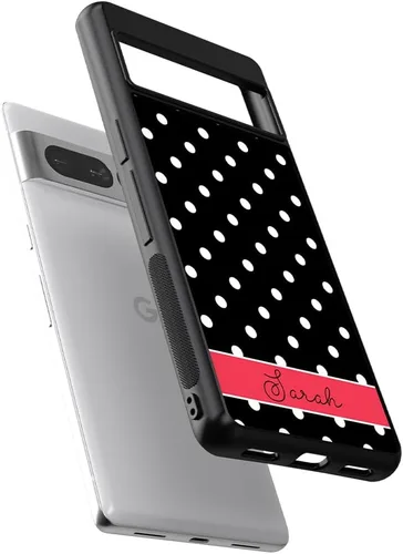 Vista 3 de Funda de goma negra personalizada con lunares para teléfono compatible con Google Pixel 10, 10 Pro, 10 Pro XL, 9a, 9 Pro, Pixel 9, Pixel 9 Pro XL