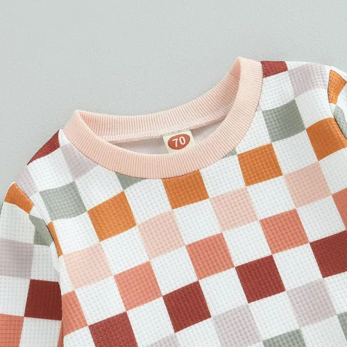 Vista 4 de Sunwittafy Conjunto de sudadera de manga larga con cuello redondo y bloques de color, para otoño e invierno