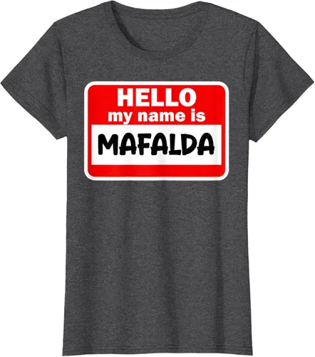 Vista 5 de Mafalda Hello Hi My Name Is Camiseta con nombre en camiseta personalizada, Negro