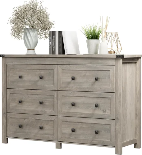 Vista 21 de Xixini - Cómoda para dormitorio con 5 cajones, cómoda alta de madera, organizador moderno de ropa estilo granja, gabinete de almacenamiento con asas