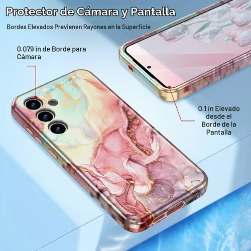 Vista 4 de Btscase para Samsung Galaxy S25, [Probado contra caídas de grado militar] Funda protectora de diseño de patrón de mármol, resistente, delgada