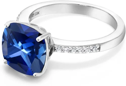 Vista 38 de Gem Stone King Anillo de compromiso de plata de ley 925 con piedra preciosa de corte cojín de 0.39 pulgadas Anillo de compromiso de aniversario