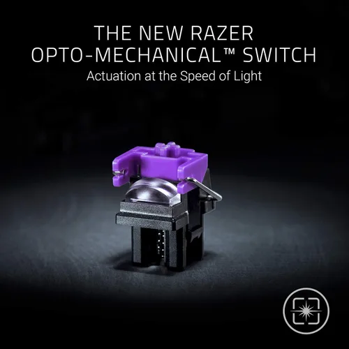 Vista 2 de Razer Teclado para juegos Huntsman: interruptores de teclado más rápidos de la historia, interruptores ópticos clicky, iluminación Chroma RGB