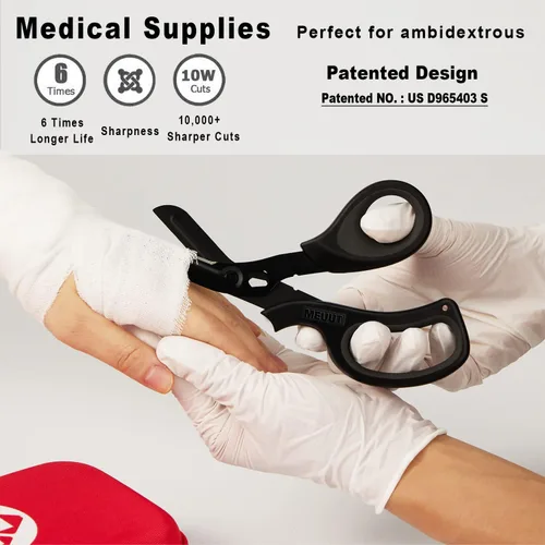 Vista 3 de MEUUT Paquete de 3 Tijeras Médicas y Linternas para Enfermeras, Suministros Médicos con Dos Linternas Médicas, Cuatro Baterías, Unas Tijeras