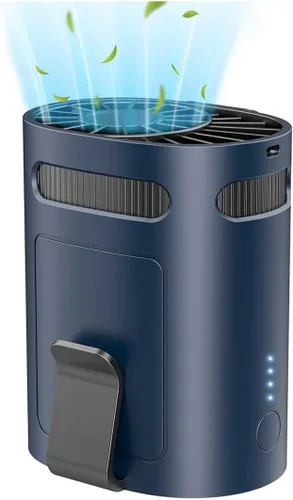 Vista 11 de Ventilador de cintura portátil, recargable, silencioso, pequeño, ligero, ventilador personal con pilas, ventilador de clip fresco debajo