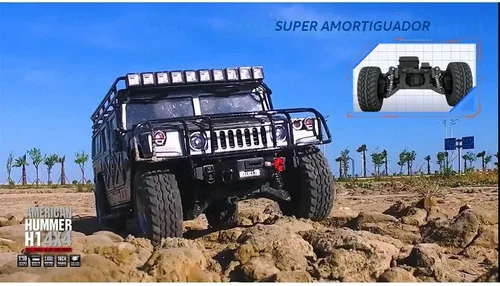 Vista 7 de 1/10 US GM Hummer H1 Camión Militar 4WD Crawler RTR Pro con marco de viaje Negro