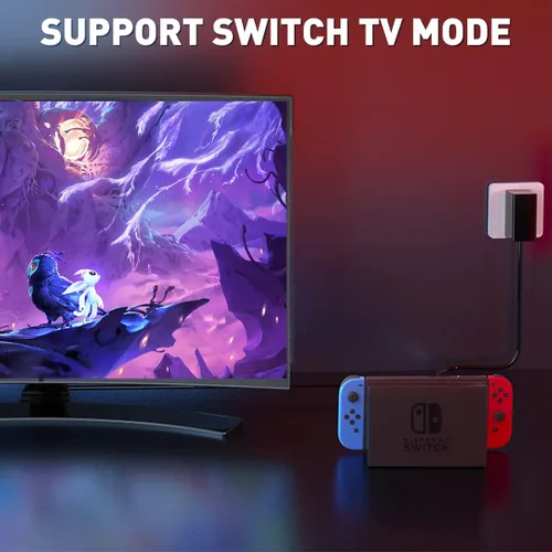 Vista 3 de Cargador para Nintendo Switch y Switch Lite y Switch OLED, compatible con Nintendo Switch TV Dock Mode Adaptador de fuente de alimentación CA, cable