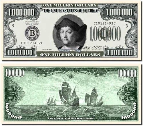 Vista 4 de Frankenstein Million Dollar Bill – Bono de 10 contar con clara visualización & Cristóbal Colón Bill