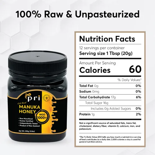 Vista 2 de P.R.I Miel de Manuka MGO 1000+, rara cosecha limitada (250 g/8.8 oz)