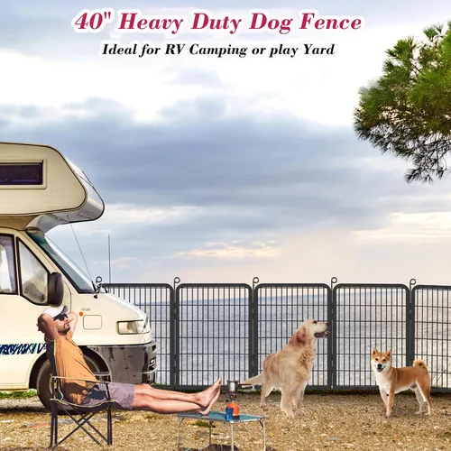 Vista 2 de Corralito para perros, 40 pulgadas de altura, 38 paneles de valla resistente para perros con puerta, corral de ejercicio antioxidante para perros