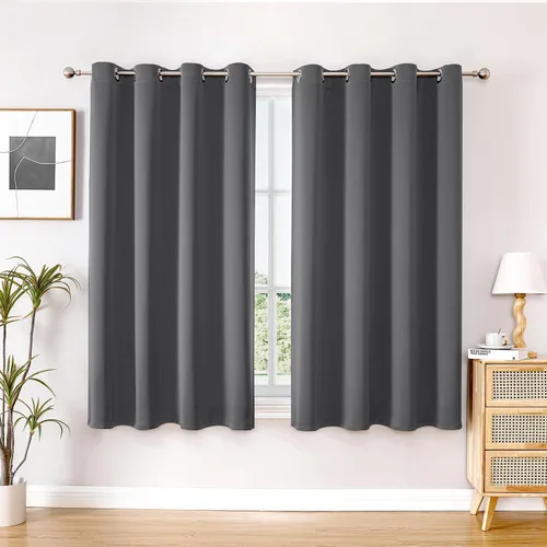 Vista 136 de ChrisDowa - Cortinas cortas para ventana de 40 pulgadas para dormitorio - Cortinas cortas con ojales y aislamiento térmico para oscurecer