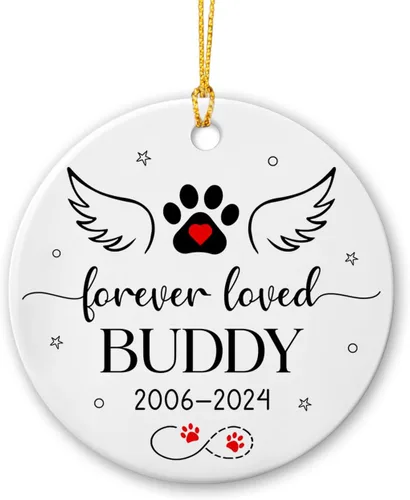 Vista 12 de Adorno personalizado de primera Navidad para perro, adorno de cerámica para la primera Navidad del cachorro, decoración de árbol de Navidad, adorno