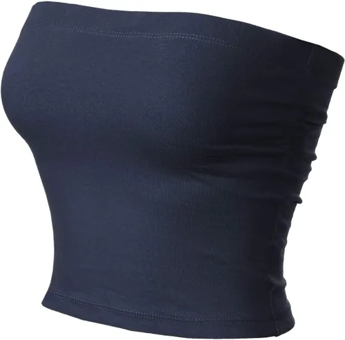 Vista 2 de MixMatchy Tops de tubo elásticos laterales fruncidos básicos para mujer
