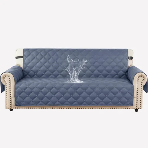 Vista 20 de XINEAGE Funda impermeable para sillón, funda para sofá de 1 plaza con correas elásticas y bolsillos, triple protección antideslizante, lavable