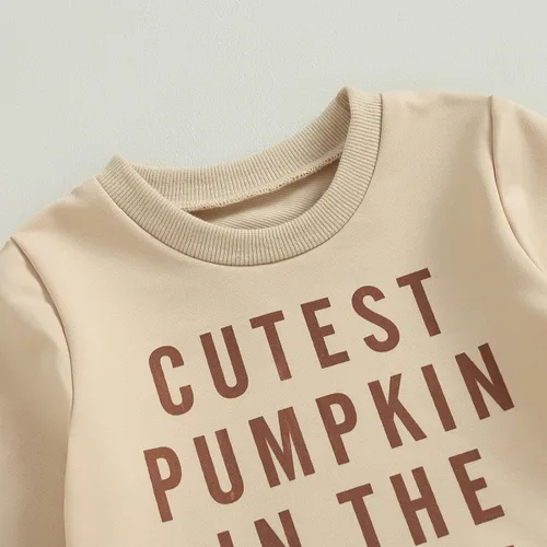 Vista 2 de Muasaaluxi Traje de Halloween para bebé recién nacido, sudadera con cuello redondo y calabaza, pantalones deportivos para otoño e invierno, 0-3T
