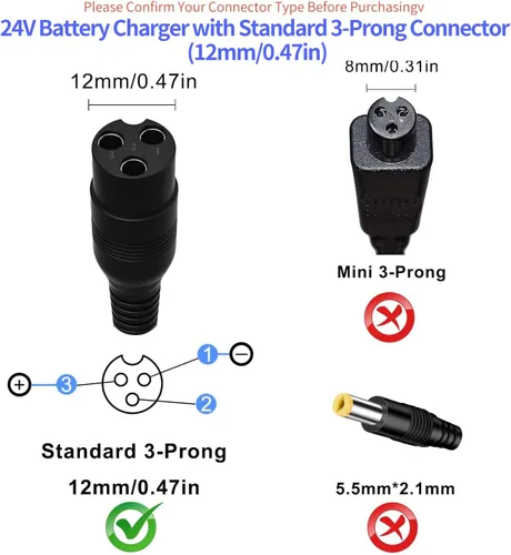 Vista 4 de Cargador de scooter eléctrico de 24 V para Razor E100 E125 E150 E175 E200 E300 MX350 Dirt Bike Pocket Mod Dirt Quad Motocicleta Scooter Cargador