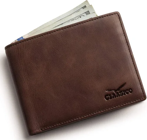 Vista 7 de Cartera para hombre billetera RFID delgada de piel auténtica regalo para hombres empaquetado en una elegante caja de regalo