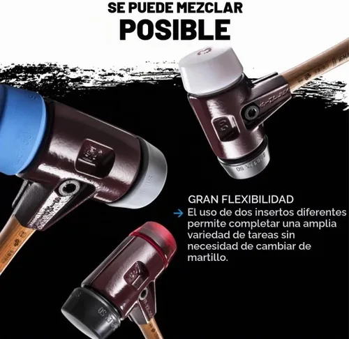 Vista 4 de Halder 3013.040 Simplex 21 oz Martillo de cara suave, caucho azul/caras de goma grises