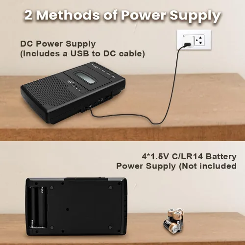 Vista 4 de Grabadora de cinta portátil con micrófono independiente, convertidor digital retro a USB con conector de auriculares de 0.138 in