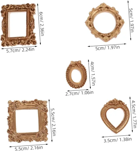Vista 2 de 10pcs Mini Vintage Gold Resin Picture Frames for DIY Crafts