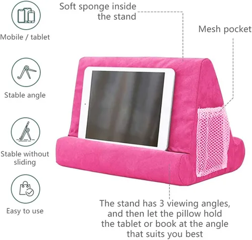 Vista 5 de Almohada suave multiángulo para iPad, soporte de almohada de regazo para iPad, lectores, teléfonos inteligentes, libros, revistas soporte