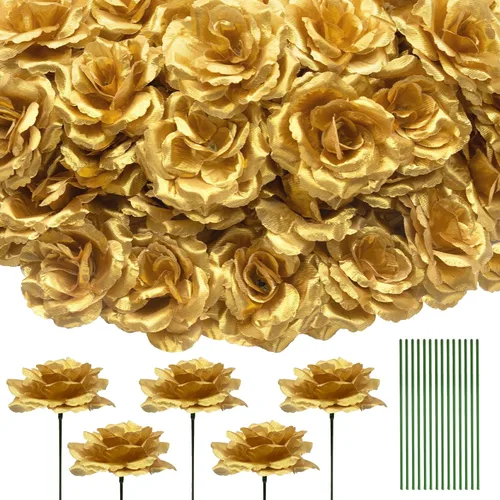 Vista 11 de Eternal Blossom 50 piezas de rosas negras artificiales, flor artificial con tallo, ramo de rosas para decoración, 3 pulgadas de flor falsa de seda